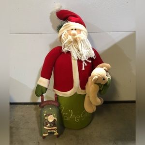 Large welcome Santa with sled and bear plush